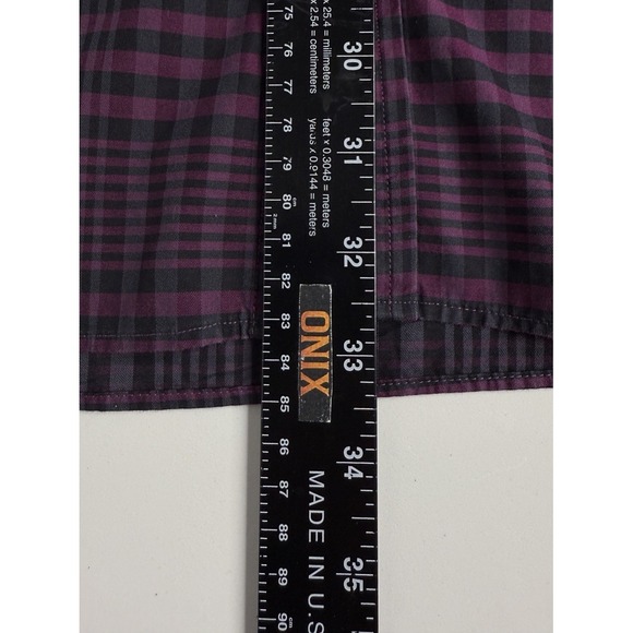 Bugatchi Uomo Mens XL Purple Black Plaid Classic Fit Long Sleeve Button Up Shirt - Picture 9 of 9